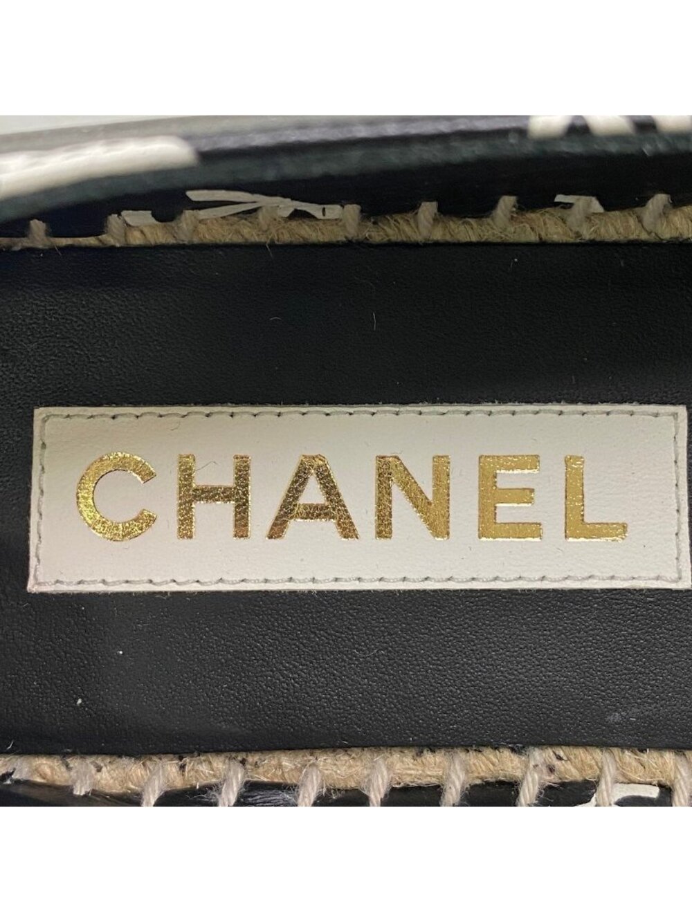 Chanel Espadrilles Flat Shoes CC Logo Leather 39 Black - Picture 9 of 11